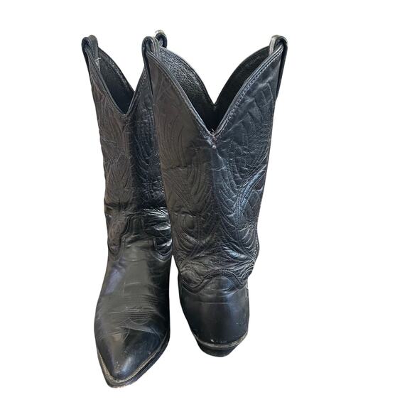 Code West Cowgirl Boots Black SZ7M Leather Western Classic Point Toe - Picture 3 of 16